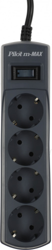 Сетевой фильтр Pilot m-MAX 7м (4 розетки) серый (коробка) фото 3
