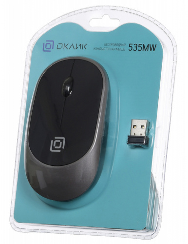 Мышь Оклик 535MW черный/серый оптическая (1000dpi) беспроводная USB для ноутбука (3but) фото 3