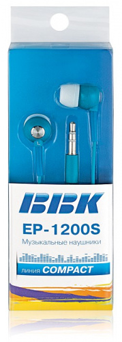 Наушники вкладыши BBK EP-1200S 1.2м синий проводные (в ушной раковине) фото 2