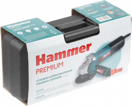 Углошлифовальная машина Hammer USM950B Premium 950Вт 11000об/мин рез.шпин.:M14 d=125мм фото 3