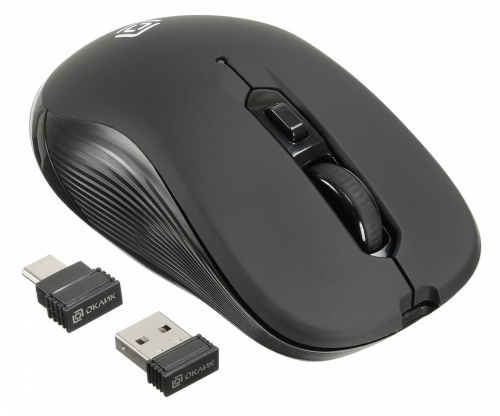 Мышь Оклик 610MWC черный оптическая (1600dpi) беспроводная USB/USB-C для ноутбука (6but) фото 8