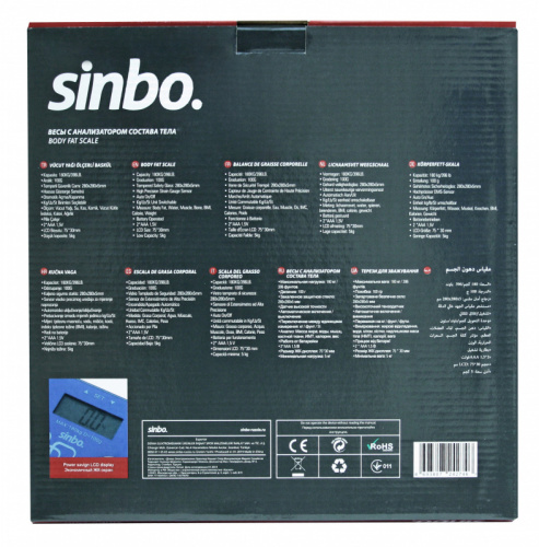 Весы напольные электронные Sinbo SBS 4448 макс.180кг синий/белый фото 5