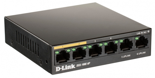 Коммутатор D-Link DSS-100E-6P/A1A 6x100Мбит/с 4PoE+ 55W неуправляемый фото 3