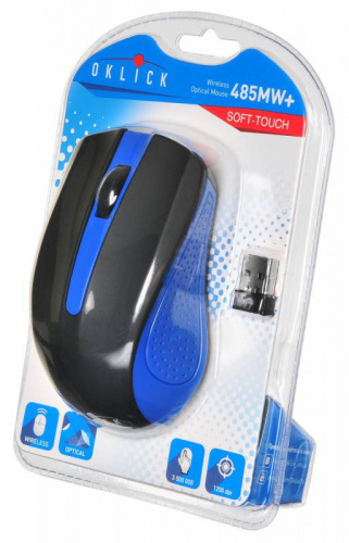 Мышь Oklick 485MW+ черный/синий оптическая (1200dpi) беспроводная USB (2but) фото 5