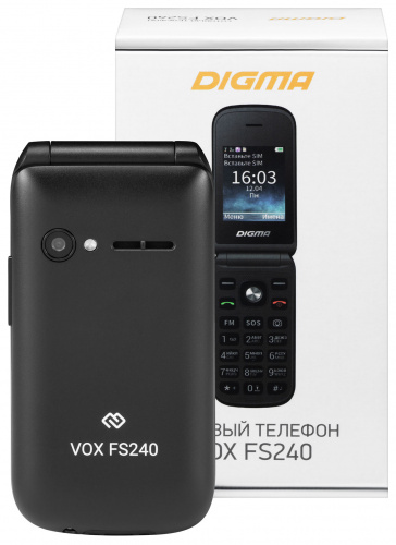Мобильный телефон Digma VOX FS240 32Mb черный раскладной 2Sim 2.44" 240x320 0.08Mpix GSM900/1800 FM microSDHC max32Gb фото 2