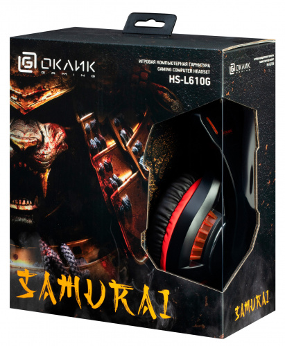 Наушники с микрофоном Оклик HS-L610G SAMURAI черный/красный 2.2м мониторные USB оголовье (1460161) фото 8