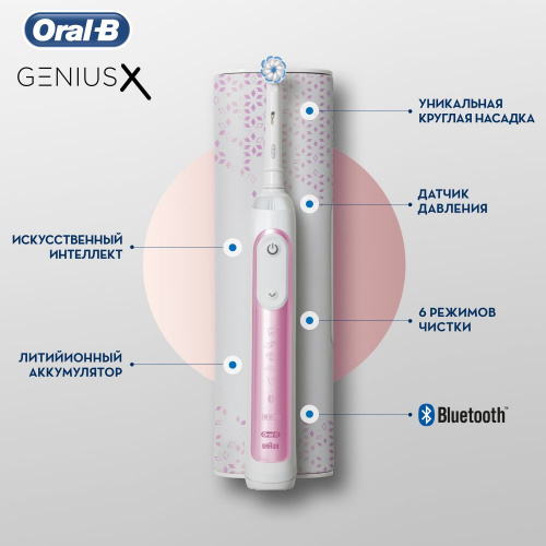 Зубная щетка электрическая Oral-B Genius X 20000N Sensi D706.515.6X розовый/белый фото 11