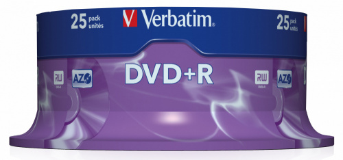 Диск DVD+R Verbatim 4.7Gb 16x Cake Box (25шт) (43500) фото 3