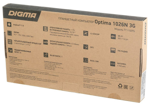Планшет Digma Optima 1026N 3G SC7731G (1.3) 4C RAM1Gb ROM16Gb 10.1" TN 1024x600 3G Android 7.0 черный 0.3Mpix BT GPS WiFi Touch microSD 128Gb minUSB 4000mAh фото 6