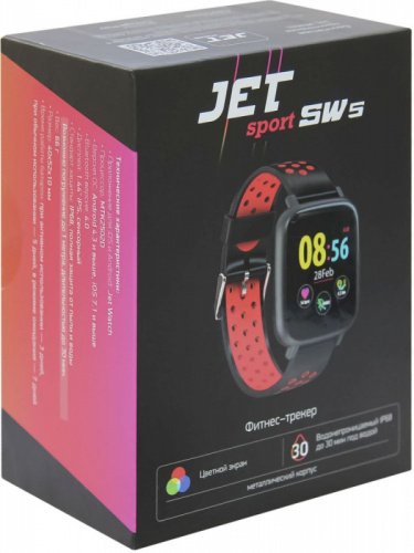Смарт-часы Jet Sport SW-5 52мм 1.44" IPS черный (SW-5 RED) фото 5
