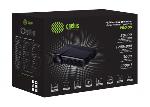 Проектор Cactus CS-PRO.09B.WXGA-W LCD 3000Lm LS 300Lm ANSI (1280x720) 2000:1 ресурс лампы:50000часов 2xUSB typeA 2xHDMI 4.7кг фото 2