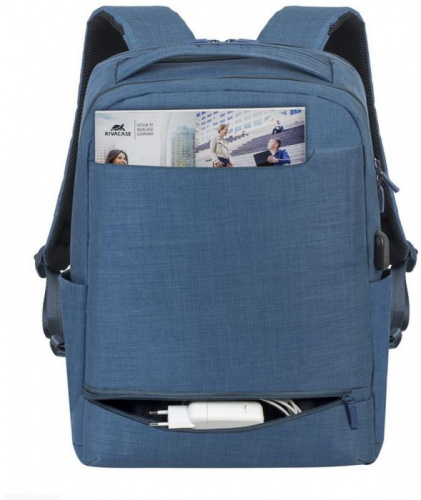 Рюкзак для ноутбука 17.3" Riva 8365 синий полиэстер женский дизайн фото 8