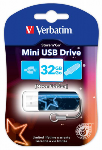 Флеш Диск Verbatim 32Gb Mini Neon Edition 49389 USB2.0 синий/рисунок фото 2