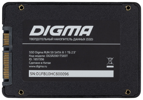 Накопитель SSD Digma SATA-III 1TB DGSR2001TS93T Run S9 2.5" фото 5