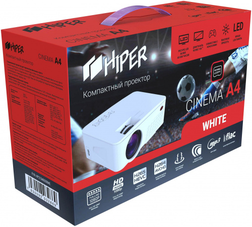 Проектор Hiper Cinema A4 White LCD 2500Lm (800x480) 1800:1 ресурс лампы:50000часов 2xUSB typeA 1xHDMI 1кг фото 2