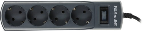 Сетевой фильтр Pilot m-MAX 1.8м (4 розетки) серый (коробка) фото 3