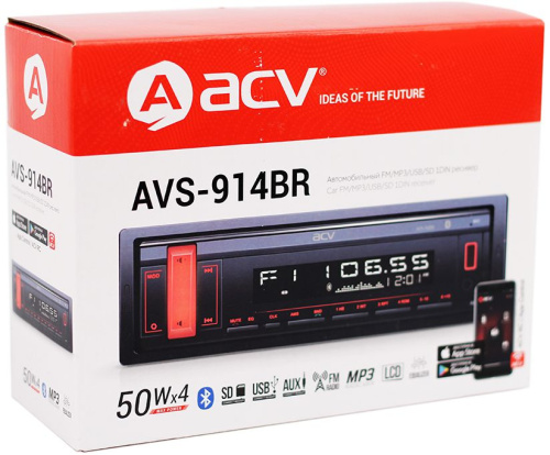 Автомагнитола ACV AVS-914BR 1DIN 4x50Вт v4.0 (35766) фото 6