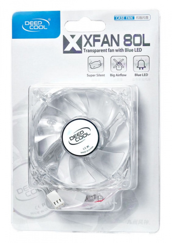 Вентилятор Deepcool XFAN 80L/B 80x80x25mm 3-pin 20dB 60gr LED Ret фото 2