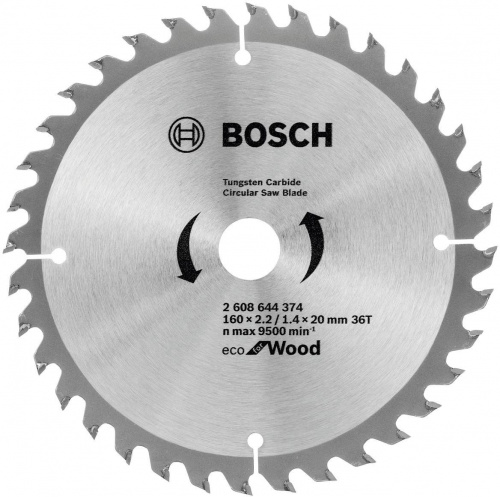 Диск пильный по дер. Bosch ECO WO (2608644374) d=160мм d(посад.)=20мм (циркулярные пилы)
