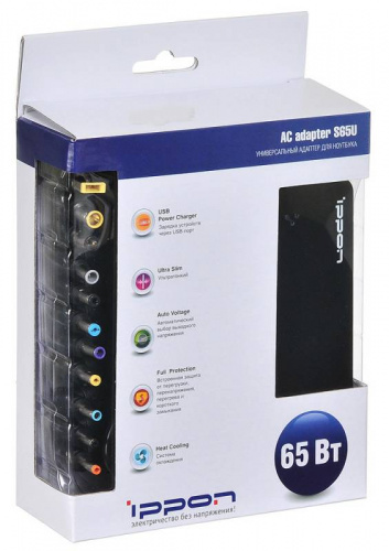 Блок питания Ippon S65U автоматический 65W 15V-19.5V 11-connectors 3.5A 1xUSB 2.1A от бытовой электросети LED индикатор фото 5