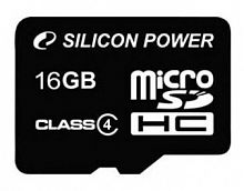 Флеш карта microSDHC 16Gb Class4 Silicon Power SP016GBSTH004V10SP + adapter