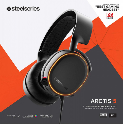 Наушники с микрофоном Steelseries Arctis 5 2019 Edition черный 3м мониторные USB оголовье (61504) фото 3