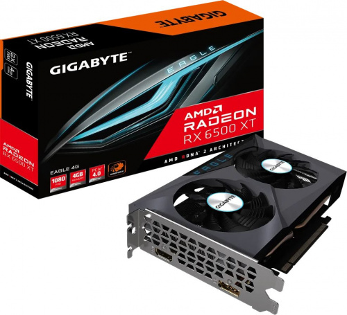 Видеокарта Gigabyte PCI-E 4.0 GV-R65XTEAGLE-4GD AMD Radeon RX 6500XT 4096Mb 64 GDDR6 2610/18000 HDMIx1 DPx1 HDCP Ret фото 2