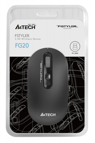 Мышь A4Tech Fstyler FG20 серый оптическая (2000dpi) беспроводная USB для ноутбука (4but) фото 4