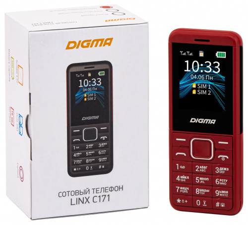 Мобильный телефон Digma C171 Linx 32Mb красный моноблок 2Sim 1.77" 128x160 0.08Mpix GSM900/1800 FM microSD max16Gb фото 11