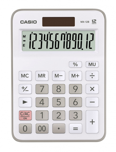 Калькулятор настольный Casio MX-12B-WE белый/серый 12-разр. фото 2