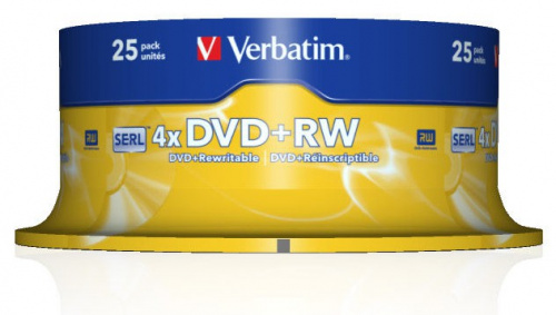 Диск DVD+RW Verbatim 4.7Gb 4x Cake Box (25шт) (43489) фото 2