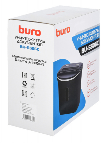Шредер Buro Home BU-S506C черный (секр.P-4) фрагменты 5лист. 12лтр. пл.карты фото 3