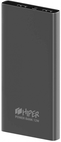 Мобильный аккумулятор Hiper Metal 10K 10000mAh 2.4A темно-серый (METAL 10K SPACE GRAY)