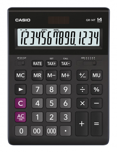 Калькулятор настольный Casio GR-14T черный 14-разр. фото 2