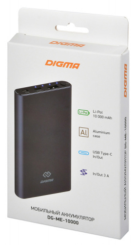 Мобильный аккумулятор Digma DG-ME-10000 10000mAh 3A 1xUSB темно-серый фото 4