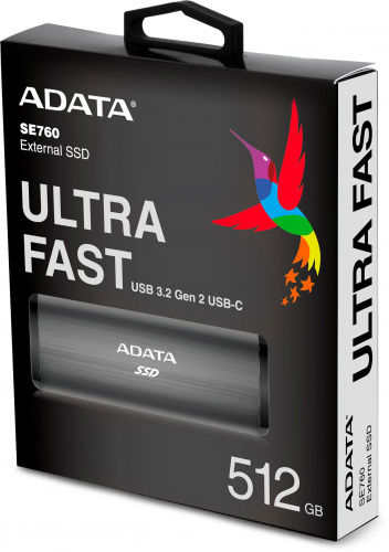 Накопитель SSD A-Data USB-C 512GB ASE760-512GU32G2-CTI SE760 1.8" серый фото 3