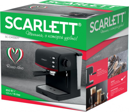 Кофеварка эспрессо Scarlett SC-CM33017 850Вт черный фото 3