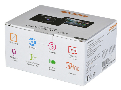 Видеорегистратор Digma FreeDrive 550 DUAL INCAR черный 3Mpix 1080x1920 1080p 170гр. NTK96558 фото 9