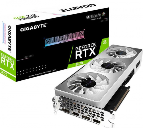 Видеокарта Gigabyte PCI-E 4.0 GV-N3070VISION OC-8GD 2.0 LHR NVIDIA GeForce RTX 3070 8192Mb 256 GDDR6 1815/14000 HDMIx2 DPx2 HDCP Ret фото 3