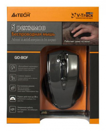 Мышь A4Tech V-Track G10-810F черный оптическая (2000dpi) беспроводная USB для ноутбука (7but) фото 4