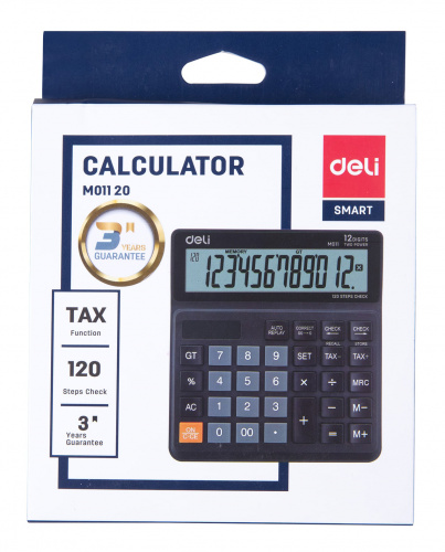 Калькулятор бухгалтерский Deli EM01120 черный 12-разр. фото 5
