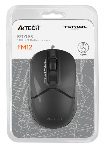 Мышь A4Tech Fstyler FM12 черный оптическая (1200dpi) USB (3but) фото 3