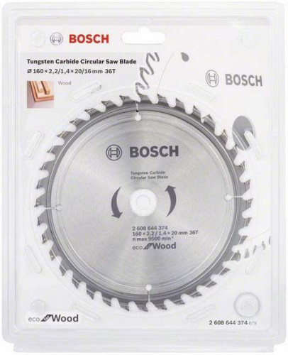 Диск пильный по дер. Bosch ECO WO (2608644374) d=160мм d(посад.)=20мм (циркулярные пилы) фото 2