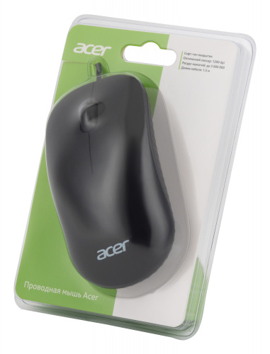 Мышь Acer OMW122 черный оптическая (1200dpi) USB (3but) фото 2