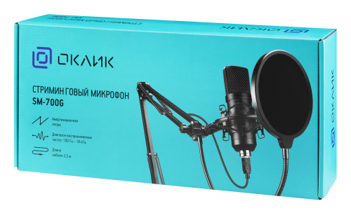 Микрофон проводной Оклик SM-700G 2.5м черный фото 3