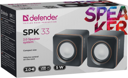 Колонки Defender SPK 33 2.0 черный/оранжевый 5Вт портативные фото 3