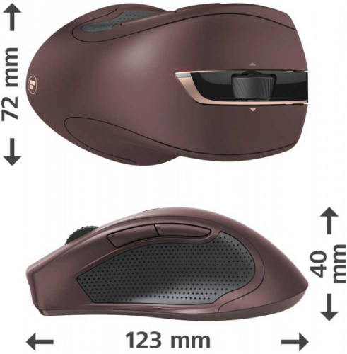 Мышь Hama MW-900 бордовый лазерная (2400dpi) беспроводная USB для ноутбука (7but) фото 6