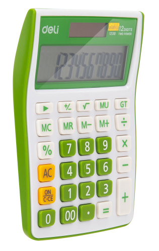 Калькулятор настольный Deli E1238/GRN зеленый 12-разр. фото 2