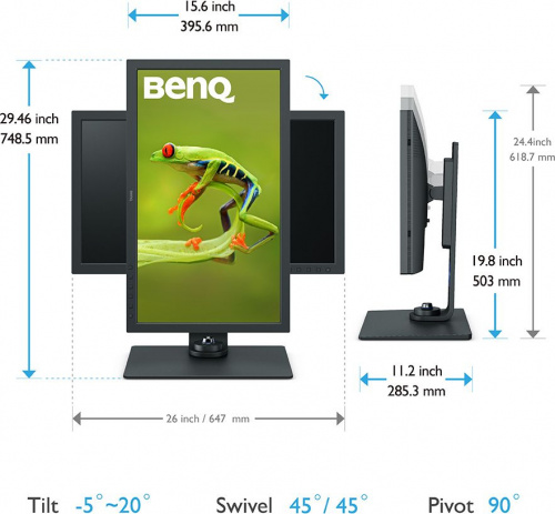 Монитор Benq 27" SW271C черный IPS LED 16:9 HDMI матовая HAS Pivot 300cd 178гр/178гр 3840x2160 DisplayPort Ultra HD USB 10.9кг фото 4