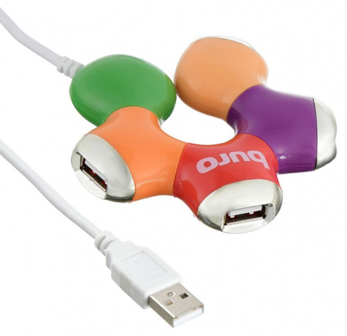 Разветвитель USB 2.0 Buro BU-HUB4-0.5-U2.0-Flower 4порт. разноцветный фото 5